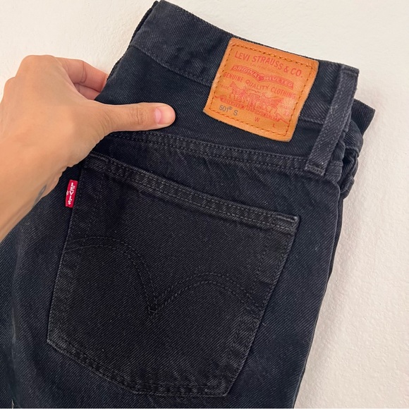 Levis Black 501 Wedgie Straight Leg Jeans - Picture 4 of 4